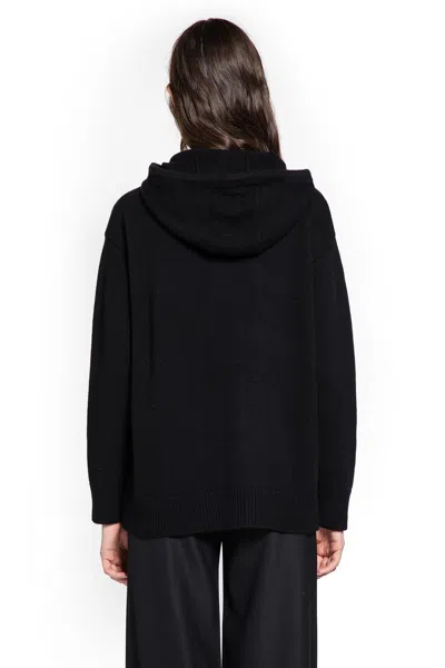 Max Mara Wool And Cashmere Hooded Sweater In Black