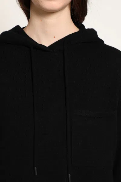 Max Mara Wool And Cashmere Hooded Sweater In Black