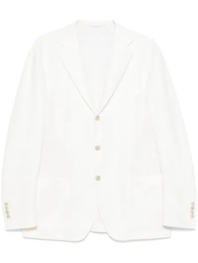 Eleventy Structured Single-breasted Jacket Notch Lapels In White