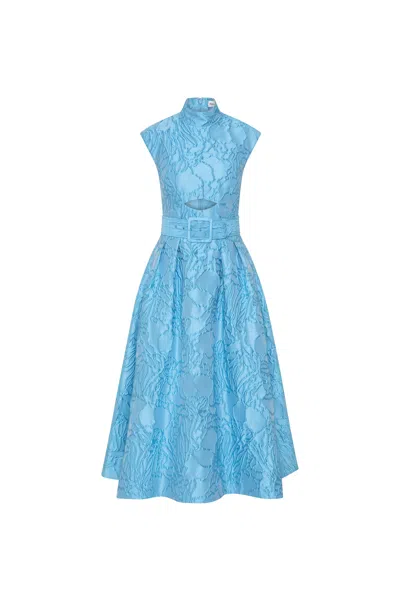 Rebecca Vallance Aegir Belted Jacquard Midi Dress In Multi