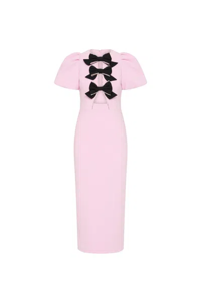Rebecca Vallance Nemy Bow-embellished Crepe Midi Dress In Pink