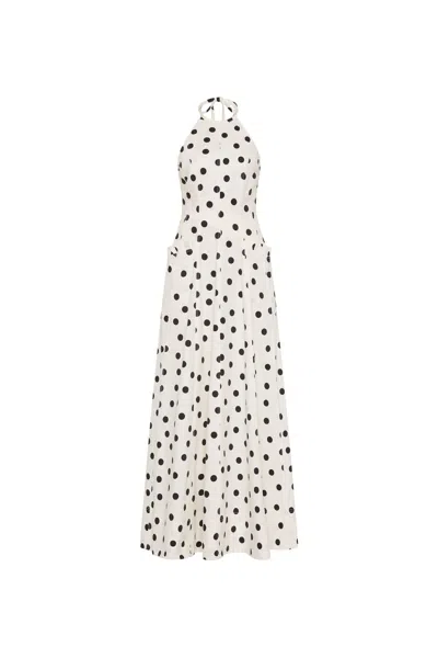 Rebecca Vallance Maisie Polka-dot Cotton-blend Maxi Dress In White