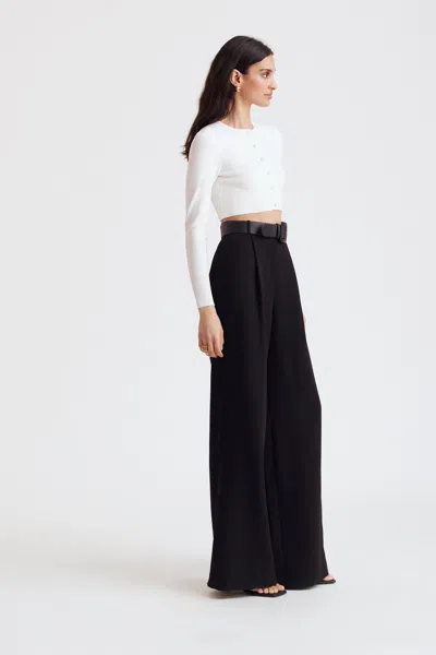 Toccin Hailey Wide Leg Trouser In Jet Black In White