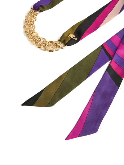 Pucci Iride-print Foulard Chain Necklace In Oro Lucido In Multi