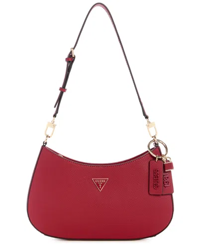 Guess Noelle Top Zip Shoulder Bag In Burgundy