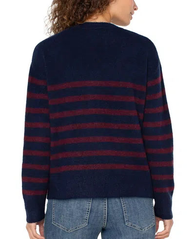 Liverpool Los Angeles Long Sleeve Crew Neck Dropped Shoulder Sweater In Blue