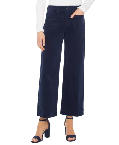 Liverpool Los Angeles Corduroy Crop Wide Leg Pants In Blue