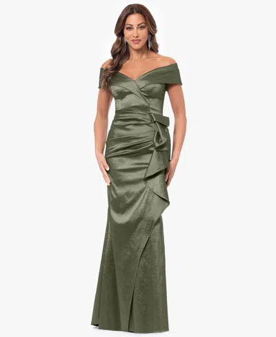 Xscape Petites Sweetheart-neck Long Sheath Dress In Green