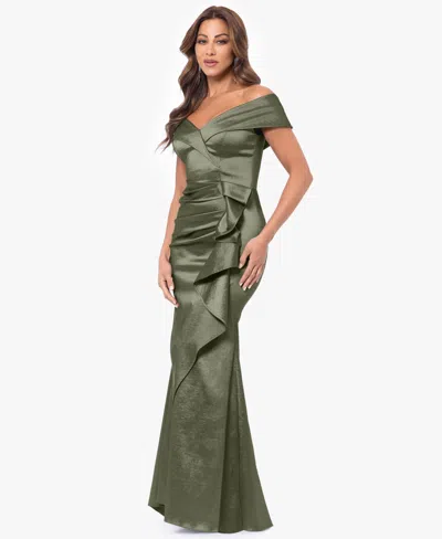 Xscape Petites Sweetheart-neck Long Sheath Dress In Green