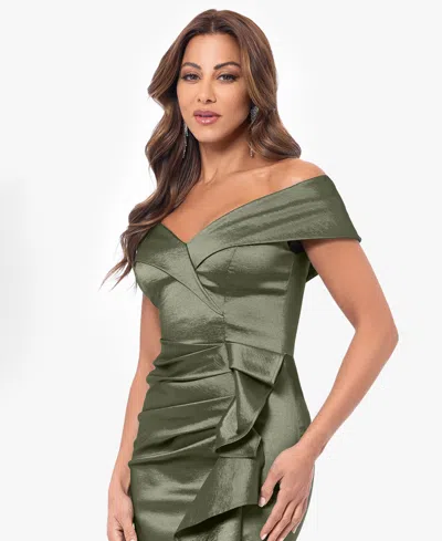 Xscape Petites Sweetheart-neck Long Sheath Dress In Green