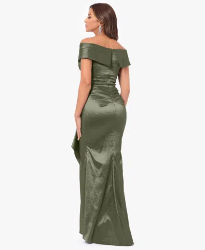 Xscape Petites Sweetheart-neck Long Sheath Dress In Green