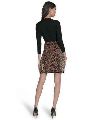 Eliza J Leopard Detail Long Sleeve Sweater Dress In Animal Print