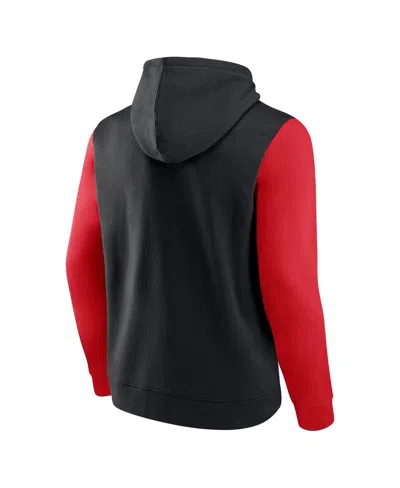 Fanatics Men's Black/red Toronto Raptors Attack Color Block Pullover Hoodie In Multi