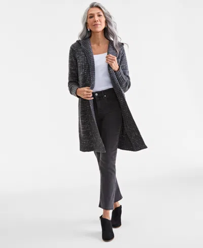Style & Co Women's Hooded Open-front Cardigan, Macy's Exclusive In Gray