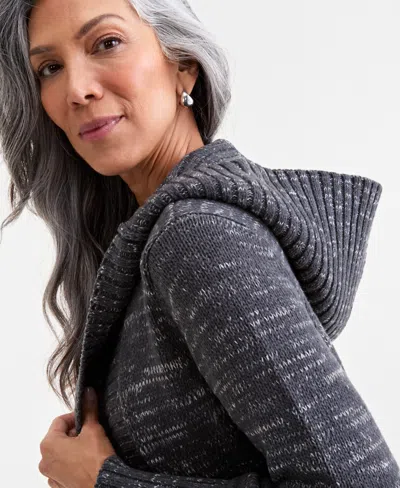 Style & Co Women's Hooded Open-front Cardigan, Macy's Exclusive In Gray