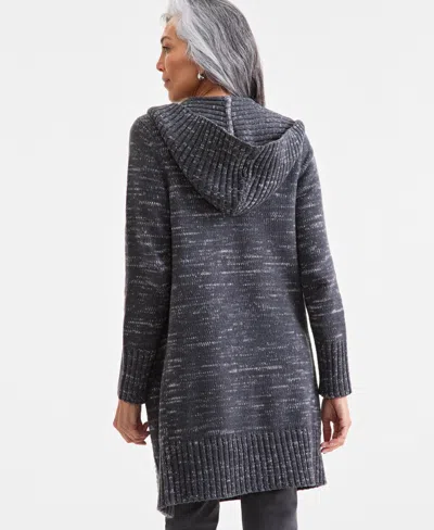 Style & Co Women's Hooded Open-front Cardigan, Macy's Exclusive In Gray