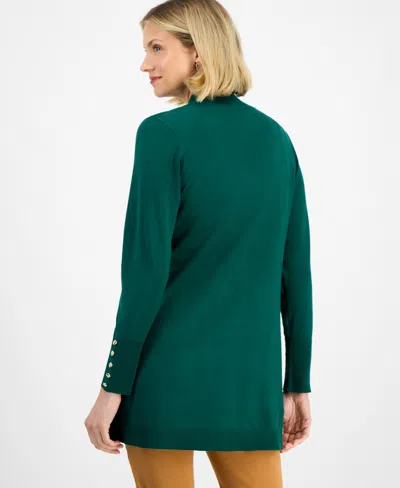 Jm Collection Womens Button Sleeve Flyaway Cardigan Pp 4x Created For Macys In Green