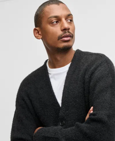 Mode Of One Men's Boxy-fit Eyelash Cardigan, Macy's Exclusive In Black