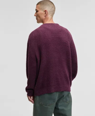 Mode Of One Men's Boxy-fit Eyelash Cardigan, Macy's Exclusive In Purple