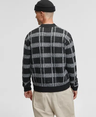 Mode Of One Men's Relaxed-fit Plaid Zipper Sweater, Macy's Exclusive In Gray