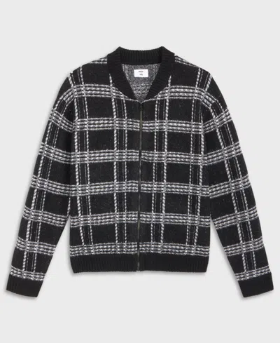 Mode Of One Men's Relaxed-fit Plaid Zipper Sweater, Macy's Exclusive In Gray