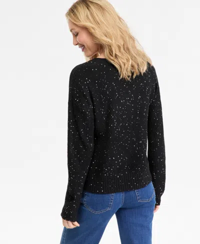 Inc International Concepts Roving Sequin V Neck Sweater P Xs Xxl In Black