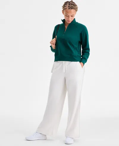 Id Ideology Women's Neppy Fleece Quarter-zip Sweatshirt, Macy's Exclusive In Green