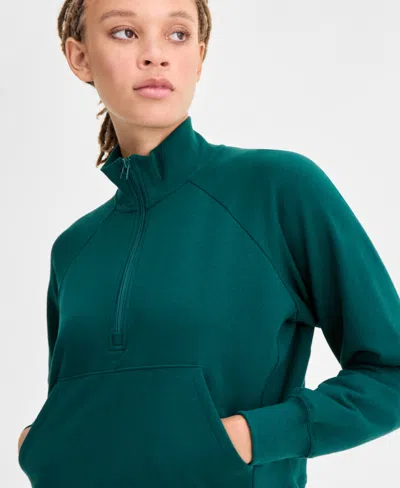 Id Ideology Women's Neppy Fleece Quarter-zip Sweatshirt, Macy's Exclusive In Green