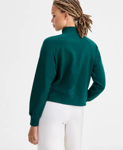 Id Ideology Women's Neppy Fleece Quarter-zip Sweatshirt, Macy's Exclusive In Green