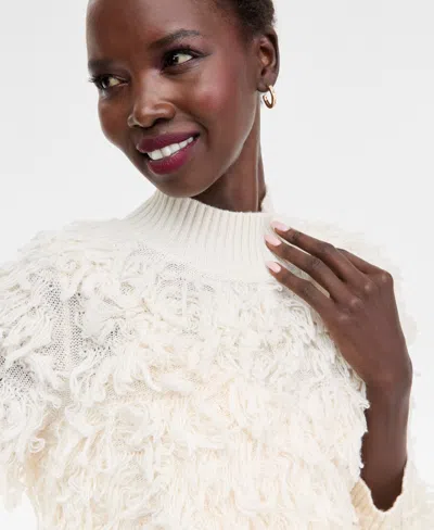 Inc International Concepts Women's Fuzzy Turtleneck Sweater, Macy's Exclusive In Brown