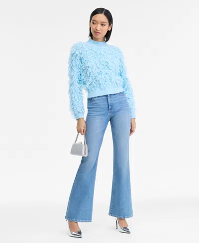 Inc International Concepts Women's Fuzzy Turtleneck Sweater, Macy's Exclusive In Blue