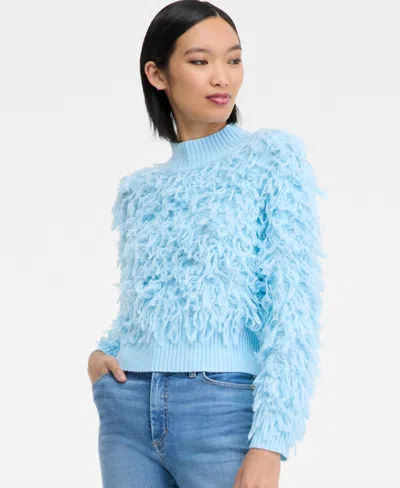 Inc International Concepts Women's Fuzzy Turtleneck Sweater, Macy's Exclusive In Blue