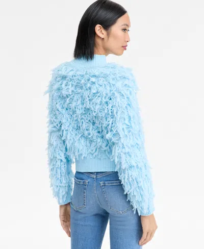 Inc International Concepts Women's Fuzzy Turtleneck Sweater, Macy's Exclusive In Blue