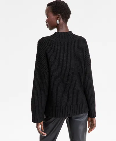 Inc International Concepts Women's Oversized Ribbed Sweater, Macy's Exclusive In Black