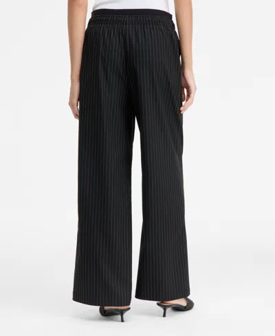 Inc International Concepts Women's Striped Drawstring Twill Pants, Macy's Exclusive In Gray