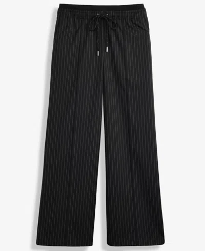 Inc International Concepts Women's Striped Drawstring Twill Pants, Macy's Exclusive In Gray