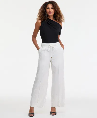 Inc International Concepts Women's Striped Drawstring Twill Pants, Macy's Exclusive In White