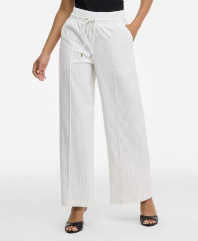 Inc International Concepts Women's Striped Drawstring Twill Pants, Macy's Exclusive In White