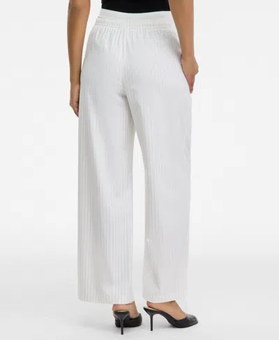 Inc International Concepts Women's Striped Drawstring Twill Pants, Macy's Exclusive In White