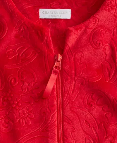 Charter Club Women's Embossed Velour Zip-front Robe, Macy's Exclusive In Multi