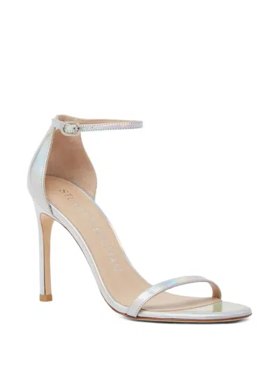 Stuart Weitzman 105mm Iridescent-effect Sandals In Silver