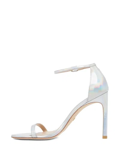 Stuart Weitzman 105mm Iridescent-effect Sandals In Silver