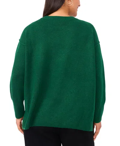 Vince Camuto Plus Size Cozy Crewneck Long-sleeve Extend-shoulder Sweater In Green