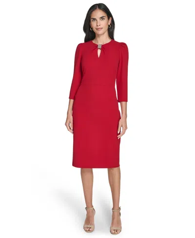Jessica Howard Women's Keyhole Jewel Neck Sheath Dress In Red