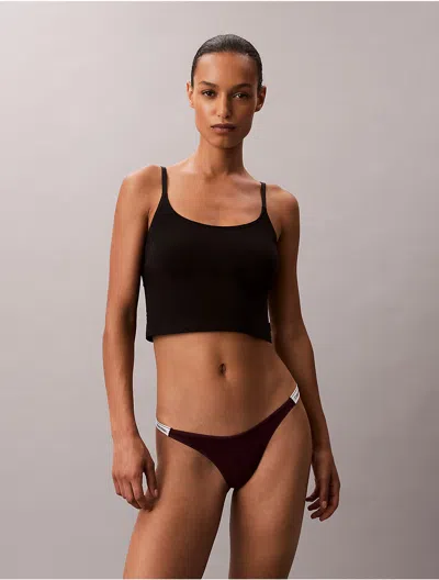 Calvin Klein Women's Modern Logo Dipped String Thong In Purple