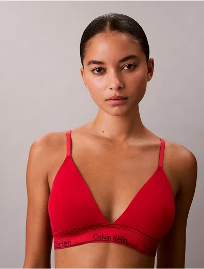 Calvin Klein Women's Icon Cotton Modal Metallic Lightly Lined Triangle Bralette In Red