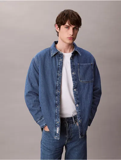 Calvin Klein Jeans Est.1978 Calvin Klein Men's Denim Padded Shirt Jacket In Blue