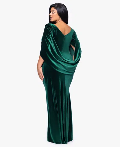 B & A By Betsy And Adam Plus Size Boat Neck Long Drape Back Dress In Green