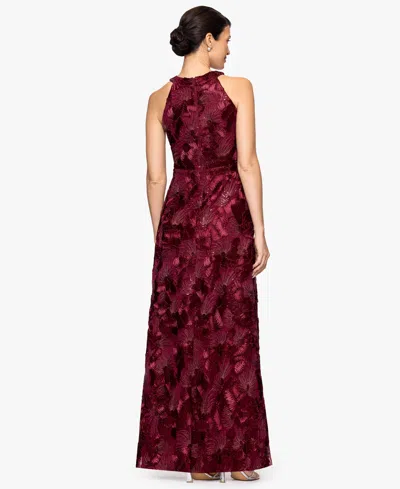 Betsy & Adam Petite Sleeveless Floral Sequin Sheath Gown In Burgundy