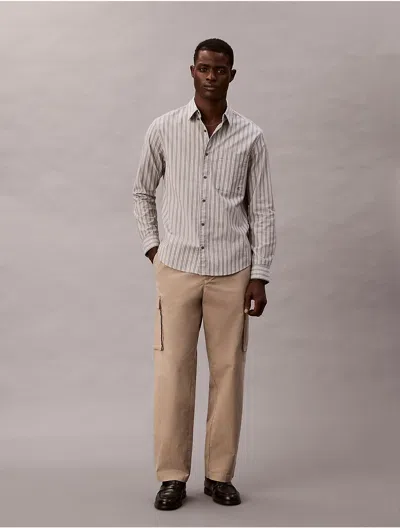 Calvin Klein Jeans Est.1978 Straight Cotton Cargo Pants In Brown